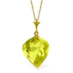 Genuine 10.75 ctw Quartz Lemon Necklace Jewelry 14KT Yellow Gold - REF-23V9W