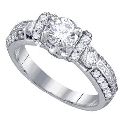 1.5 CTW Diamond Solitaire Bridal Engagement Ring 14KT White Gold - REF-375H2M