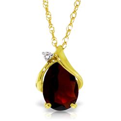 Genuine 2.03 ctw Garnet & Diamond Necklace Jewelry 14KT Yellow Gold - REF-30F5Z