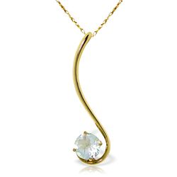 Genuine 0.55 ctw Aquamarine Necklace Jewelry 14KT Yellow Gold - REF-27Z8N