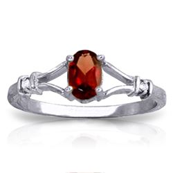 Genuine 0.46 ctw Garnet & Diamond Ring Jewelry 14KT White Gold - REF-27N2R