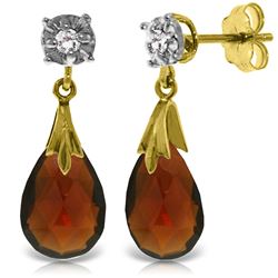 Genuine 6.06 ctw Garnet & Diamond Earrings Jewelry 14KT Yellow Gold - REF-37K4V