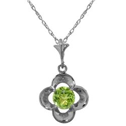 Genuine 0.55 ctw Peridot Necklace Jewelry 14KT White Gold - REF-23F6Z