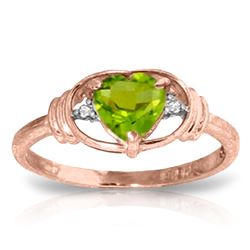 Genuine 0.61 ctw Peridot & Diamond Ring Jewelry 14KT Rose Gold - REF-40N3R