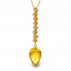 Genuine 11.05 ctw Citrine Necklace Jewelry 14KT Yellow Gold - REF-40T8A