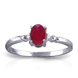 Genuine 0.51 ctw Ruby & Diamond Ring Jewelry 14KT White Gold - REF-22P3H