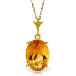 Genuine 3.12 ctw Citrine Necklace Jewelry 14KT Yellow Gold - REF-22V2W