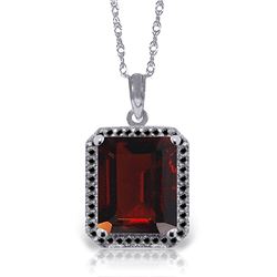 Genuine 7.7 ctw Garnet & Black Diamond Necklace Jewelry 14KT White Gold - REF-70T2A