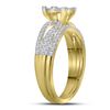 Image 2 : 1.01 CTW Princess Diamond Cluster Bridal Engagement Ring 14KT Yellow Gold - REF-89H9M