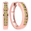 Image 1 : 0.50 CTW Cognac-brown Color Diamond Hoop Earrings 14KT Rose Gold - REF-41W9K