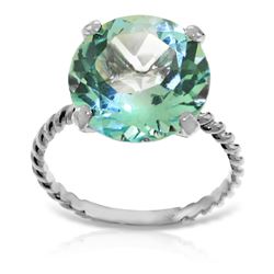 Genuine 8 ctw Blue Topaz Ring Jewelry 14KT White Gold - REF-39K6V