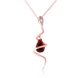 Genuine 2.28 ctw Garnet & Diamond Necklace Jewelry 14KT Rose Gold - REF-49X3M