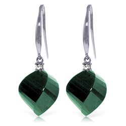 Genuine 30.6 ctw Green Sapphire Corundum & Diamond Earrings Jewelry 14KT White Gold - REF-51T9A