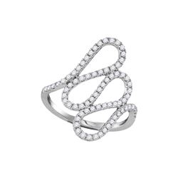 0.54 CTW Diamond Openwork Single Row Cascading Ring 18KT White Gold - REF-97K4W