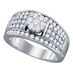 1.17 CTW Diamond Flower Cluster Fashion Ring 10KT White Gold - REF-97M4H