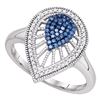 Image 1 : 0.25 CTW Blue Color Diamond Teardrop Cluster Ring 10KT White Gold - REF-30W2K