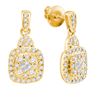 Image 1 : 0.45 CTW Princess Diamond Soleil Square Dangle Earrings 14KT Yellow Gold - REF-52M4H