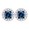 Image 1 : 0.50 CTW Blue Color Diamond Solitaire Circle Earrings 10KT White Gold - REF-26M9H
