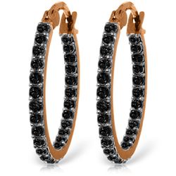 Genuine 0.81 ctw Black Diamond Earrings Jewelry 14KT Rose Gold - REF-97P2H