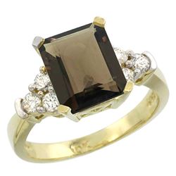 Natural 2.86 ctw smoky-topaz & Diamond Engagement Ring 14K Yellow Gold - REF-65G2M