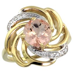 Natural 1.75 ctw morganite & Diamond Engagement Ring 14K Yellow Gold - REF-70M5H