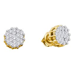 1 CTW Diamond Cluster Earrings 14KT Yellow Gold - REF-71M3H