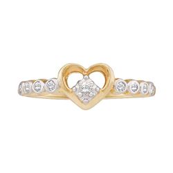 0.10 CTW Diamond Heart Ring 10KT Yellow Gold - REF-12Y8X