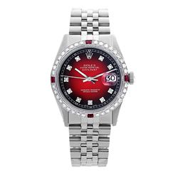 Rolex Pre-owned 36mm Mens Red Vignette Stainless Steel - REF-580Y2W