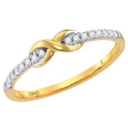 0.11 CTW Diamond Infinity Knot Stackable Ring 10KT Yellow Gold - REF-13Y4X