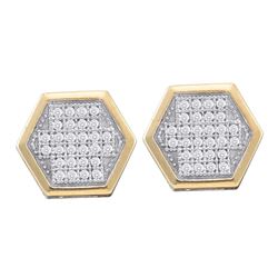 0.20 CTW Diamond Hexagon Cluster Earrings 10KT Yellow Gold - REF-26H9M