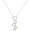 Image 1 : 0.15 CTW Diamond Cascading Heart Pendant 10KT Two-tone Gold - REF-19K4W