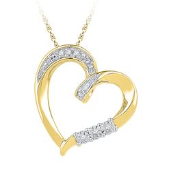 0.03 CTW Diamond Heart Love Pendant 10KT Yellow Gold - REF-14Y9X