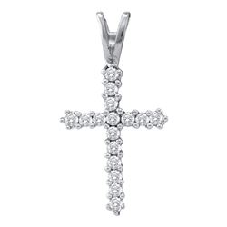 0.25 CTW Diamond Roman Cross Pendant 10KT White Gold - REF-10K5W