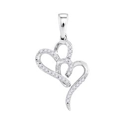 0.10 CTW Diamond Double Heart Love Pendant 10KT White Gold - REF-12X2Y