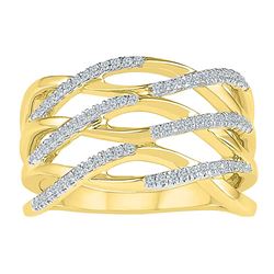 0.25 CTW Diamond Crossover Strand Ring 10KT Yellow Gold - REF-33H8M