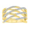 Image 1 : 0.25 CTW Diamond Crossover Strand Ring 10KT Yellow Gold - REF-33H8M