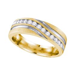 0.26 CTW Mens Diamond Wedding Anniversary Ring 10KT Two-tone Gold - REF-41N9F