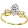 Image 1 : 0.10 CTW Prong-set Diamond Oval Cluster Ring 10KT Yellow Gold - REF-10K5W
