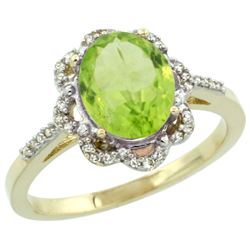 Natural 2.24 ctw Peridot & Diamond Engagement Ring 10K Yellow Gold - REF-30G2M