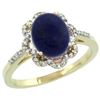 Image 1 : Natural 1.89 ctw Lapis & Diamond Engagement Ring 14K Yellow Gold - REF-36N7G