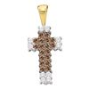 Image 1 : 0.25 CTW Cognac-brown Color Diamond Cross Pendant 14KT Yellow Gold - REF-19W4K