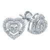 Image 1 : 0.08 CTW Diamond Heart Screwback Earrings 10KT White Gold - REF-14M9H