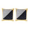 Image 1 : 0.75 CTW Mens Black Color Diamond Square Kite Cluster Earrings 10KT Yellow Gold - REF-44N9F