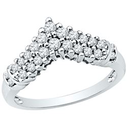 0.50 CTW Diamond Chevron Ring 10KT White Gold - REF-47N9F