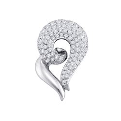 0.75 CTW Pave-set Diamond Curled Heart Pendant 14KT White Gold - REF-52F4N