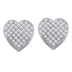 0.25 CTW Diamond Heart Earrings 10KT White Gold - REF-20F9N