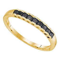 0.25 CTW Princess Black Color Diamond Ring 10KT Yellow Gold - REF-8H9M