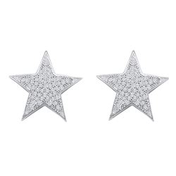 0.25 CTW Diamond Star Cluster Stud Earrings 10KT White Gold - REF-24K2W