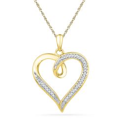 0.10 CTW Diamond Heart Love Pendant 10KT Yellow Gold - REF-18H2M