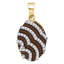 0.33 CTW Cognac-brown Color Diamond Oval Pendant 10KT Yellow Gold - REF-19H4M